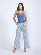 Load image into Gallery viewer, GRACIA- Twisted Bow Denim Top