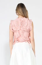 Load image into Gallery viewer, GRACIA-Sleeveless Sheer Top with Ruffled Appliques