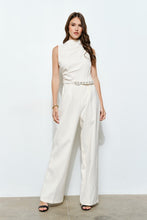 Load image into Gallery viewer, Asymmetric Draped Belted Sleeveless Jumpsuit