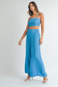 Pleated Crop Top and Matching Pant Set