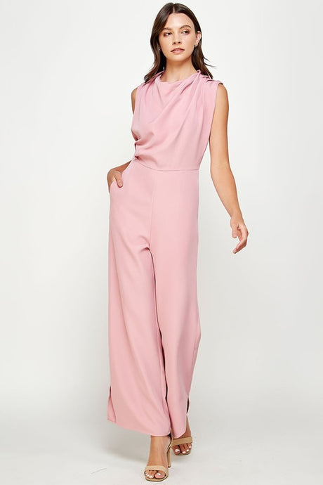 Cowl Neck Draped Jumpsuit