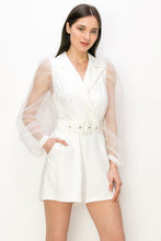 Load image into Gallery viewer, Organza Bubble Sleeves Blazer Romper