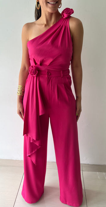 Rose Detail Crop Top and Pants Set