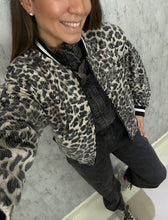 Load image into Gallery viewer, Animal Print Sequin Bomber Jacket