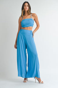 Pleated Crop Top and Matching Pant Set