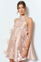 Load image into Gallery viewer, Satin Rhinestone Embellished Floral Mini Dress