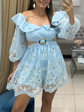 Load image into Gallery viewer, Off Shoulder Cut Out Laced Romper