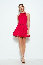 Load image into Gallery viewer, Sleeveless Bow Neck Bubble Hem Mini Dress