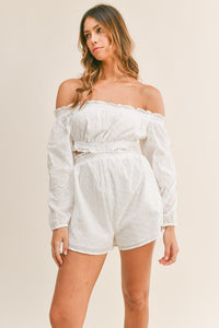 Off shoulder Eyelet Cutout Romper