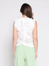 Load image into Gallery viewer, GRACIA-Sleeveless Sheer Top with Ruffled Appliques