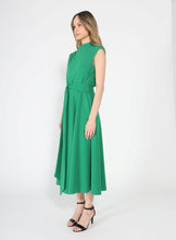 Load image into Gallery viewer, GRACIA-Solid Color Front Tie Belt Mock Neck Dress