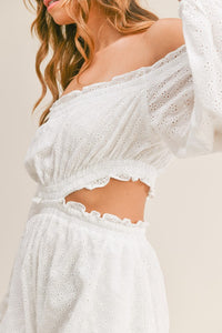 Off shoulder Eyelet Cutout Romper