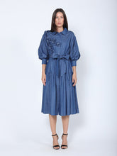 Load image into Gallery viewer, GRACIA-Down Belted Quarter Sleeve Denim Dress