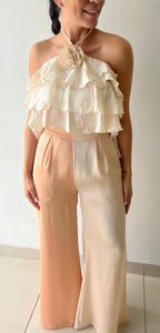 Color Block Satin Pants