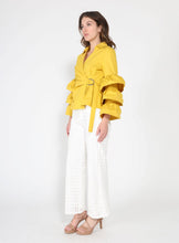 Load image into Gallery viewer, GRACIA-Ruffle Sleeve Cross Body Solid Top