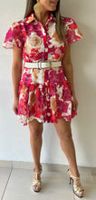 Load image into Gallery viewer, Floral Print Crochet Short Dress