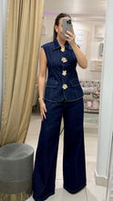 Load image into Gallery viewer, GRACIA- Golden Floral Button Denim Vest Set