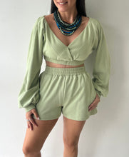 Load image into Gallery viewer, Off Shoulder Sweater Matching Short Set