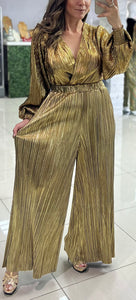 Metallic Wide Leg Pants