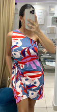 Load image into Gallery viewer, Blooming Lily One Shoulder Wrap Mini Dress