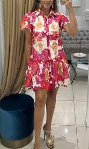 Floral Print Crochet Short Dress