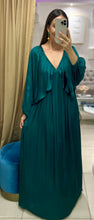 Load image into Gallery viewer, Shirred Satin Balloon Sleeve Maxi Dress