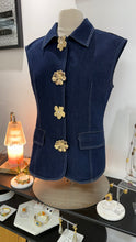 Load image into Gallery viewer, GRACIA- Golden Floral Button Denim Vest Set
