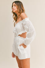 Load image into Gallery viewer, Off shoulder Eyelet Cutout Romper