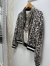 Load image into Gallery viewer, Animal Print Sequin Bomber Jacket