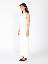 Load image into Gallery viewer, GRACIA-Crew Neck Sleeveless Side GoldenButton Design Top &amp; Pant Set