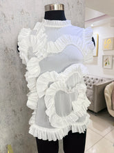 Load image into Gallery viewer, GRACIA-Sleeveless Sheer Top with Ruffled Appliques