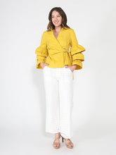 Load image into Gallery viewer, GRACIA-Ruffle Sleeve Cross Body Solid Top