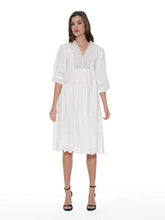 Load image into Gallery viewer, GRACIA-Deep V-Neck Cotton Smocked Dress