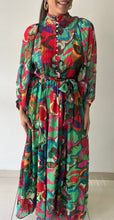 Load image into Gallery viewer, Whimsical Abstract Floral Print Bubble Sleeves Dress