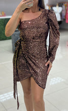 Load image into Gallery viewer, One Shoulder Sequin Short Dress