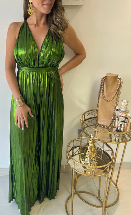 Metallic Pleated Jumpsuit