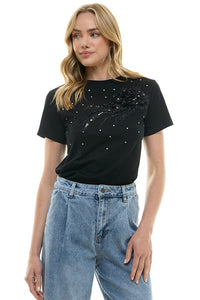 Sequin Floral Tee Top