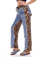 Load image into Gallery viewer, Funky Denim and Leopard Jogger pant