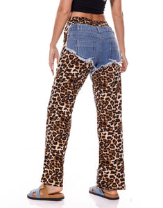 Funky Denim and Leopard Jogger pant