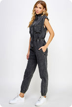 Load image into Gallery viewer, High Neck Sleeveless Denim Jumpsuit