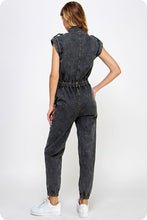 Load image into Gallery viewer, High Neck Sleeveless Denim Jumpsuit