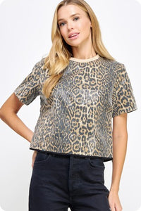 Sequin Leopard Tee Top