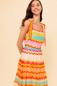 Summer Shoulder Tie Pleated Maxi Dress