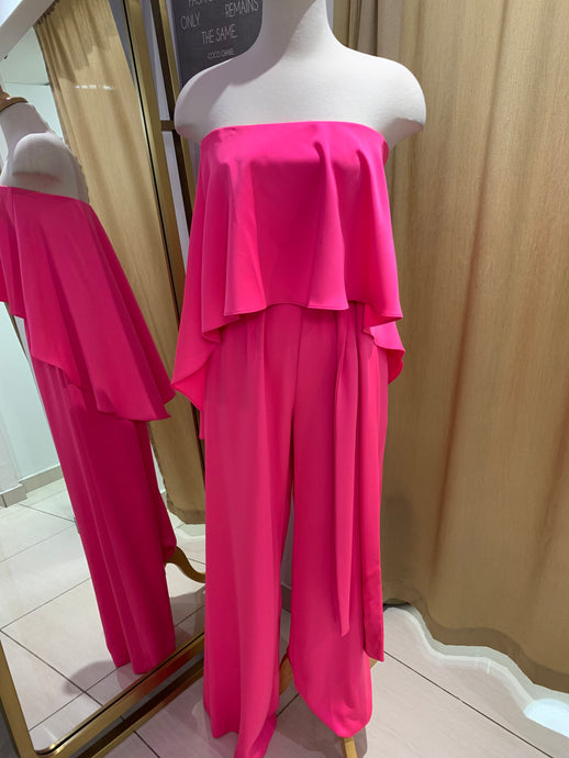 Neon Strapless Ruffled Jumpsuit