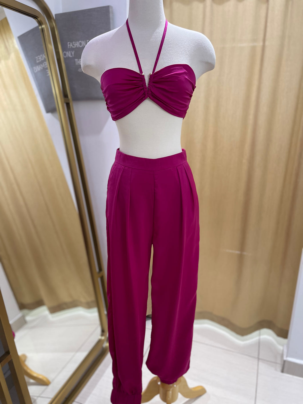 Halter Bra Top And Pant Set