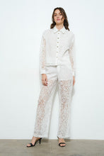 Load image into Gallery viewer, Sheer Lace Button-up Top &amp; Pant Set