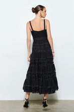 Load image into Gallery viewer, Belted Tiered Cutout-lace Midi Dress