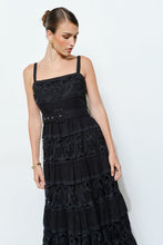 Load image into Gallery viewer, Belted Tiered Cutout-lace Midi Dress