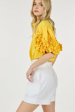 Load image into Gallery viewer, Ruffled Puff Sleeve Button Down Blouse