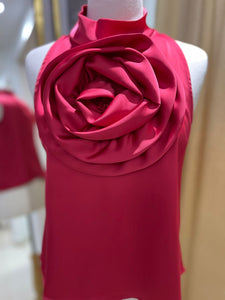 GRACIA-Giant Rose Satin Blouse